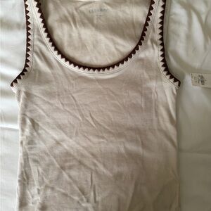 Old Navy Cream Tank Top with Brown Accents